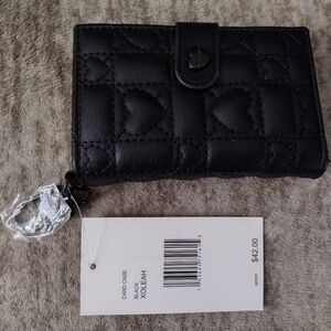 NWT. Betsy Johnson Black Quilted Women's Card Case